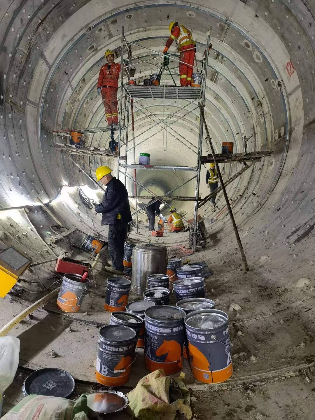 Subway Tunnel Strengthening with HM-120M Steel Jacketing Adhesive Subway Tunnel Strengthening with HM-120M Steel Jacketing Adhesive