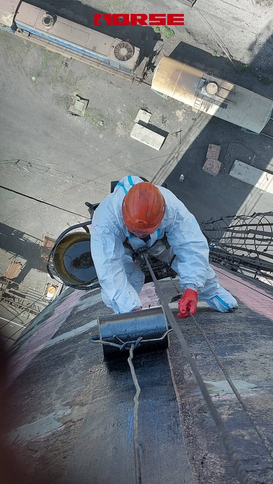 Industrial Concrete Chimney Reinforcement with Carbon Fiber Industrial Concrete Chimney Reinforcement with Carbon Fiber
